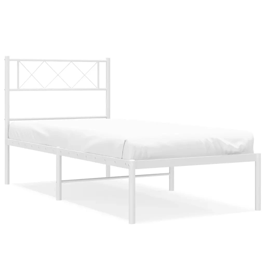 Giroletto con Testiera Metallo Bianco 100x200 cm 372321