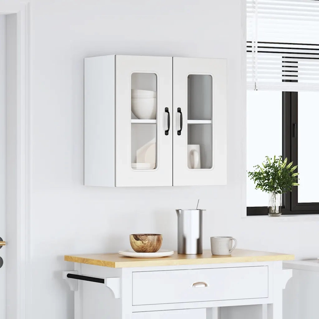 Pensile da Cucina con Porta in Vetro Kalmar Bianco Truciolato