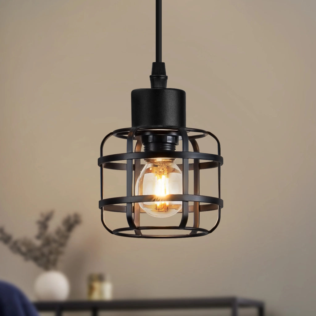 Lampada a sospensione ZMH vintage in metallo nero 1 lampada altezza regolabile 140 cm lampadina non inclusa