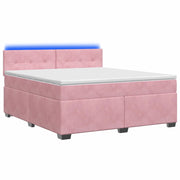 Letto con Box Spring, Materasso e LED Rosa 160 x 200 cm Velluto 3452215