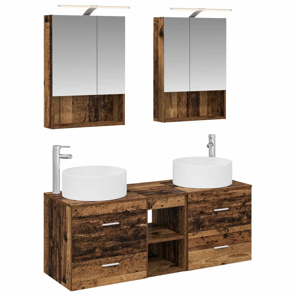 Set di mobili per il bagno 5 pcs Legno antico 3407085
