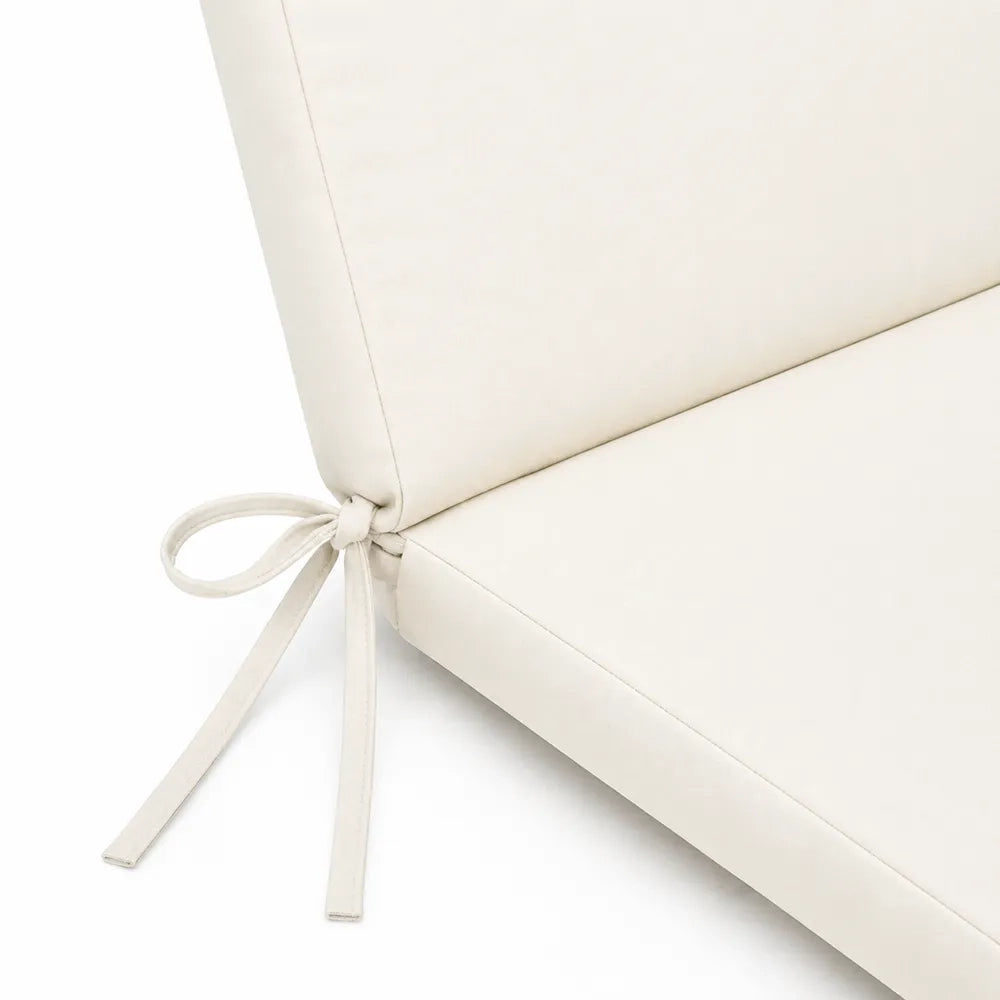 Cuscino per lettino da esterno 190x60 cm con schienale reclinabile e laccetti in poliestere – Avorio