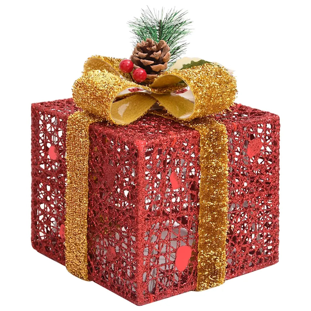 Scatole Regalo Decorative Natale 3 pz Rosse da Esterno Interni CFW3554969