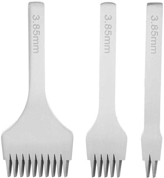 Set di punzoni in acciaio + acciaio inossidabile 3 pezzi - 3,85 mm - 2/5/10 denti - duraturo - grava a mano - set di pennelli per pittura