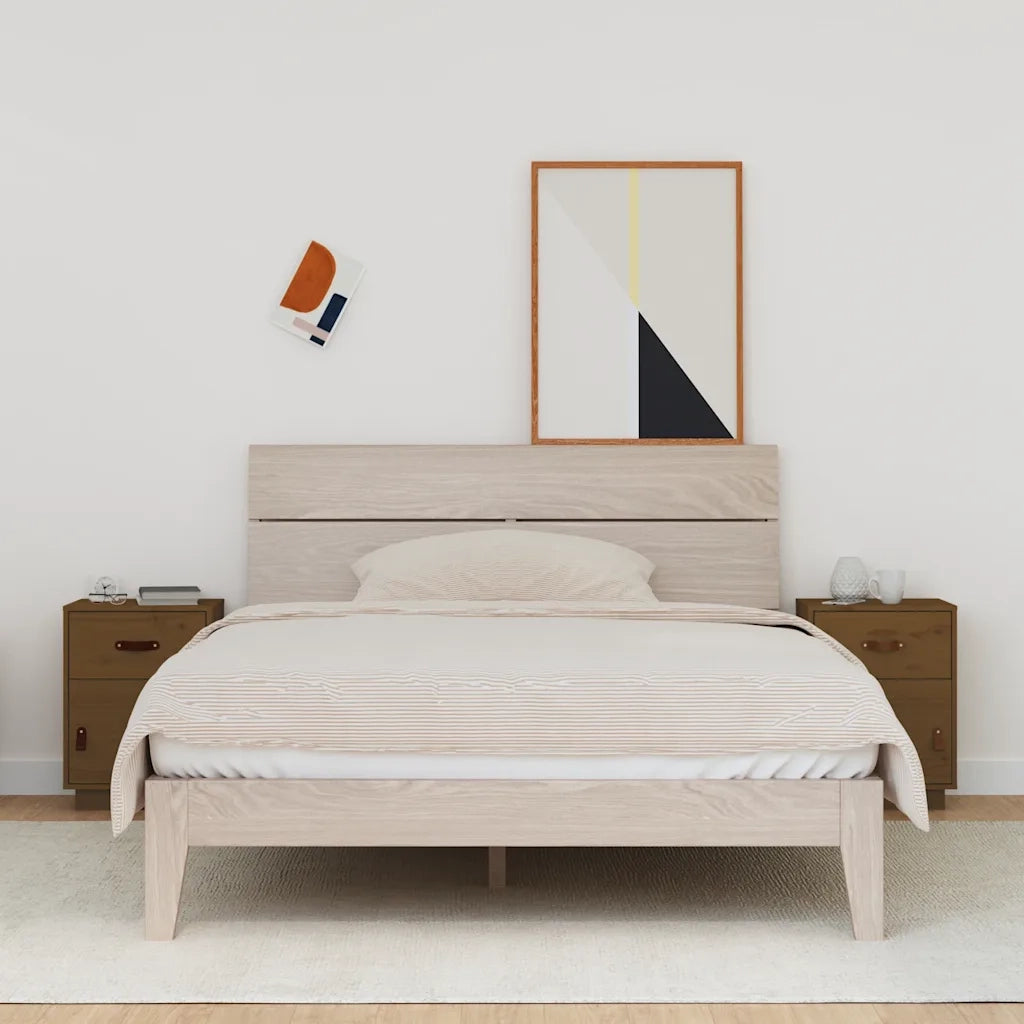 Set di 2 Comodini | Armadio da Notte | Mobiletto da notte ambra 40x34x55 cm in Legno Massello di Pino