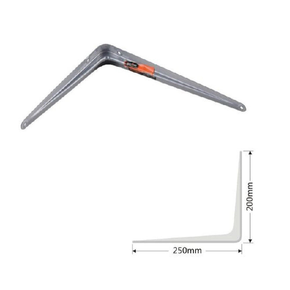 Trade Shop - Set 2pz Reggimensola Supporto Staffa Triangolo Mensola Metallo 25cm Grigio 91264 -