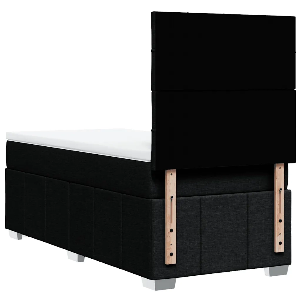 Letto singolo | Letto per adulti | Giroletto a Molle con Materasso Nero 80x200 cm inTessuto