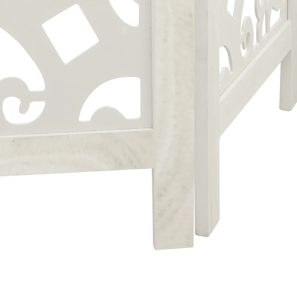 Divisorio Ambienti 4Pannelli Bianco Legno Massello di Paulownia