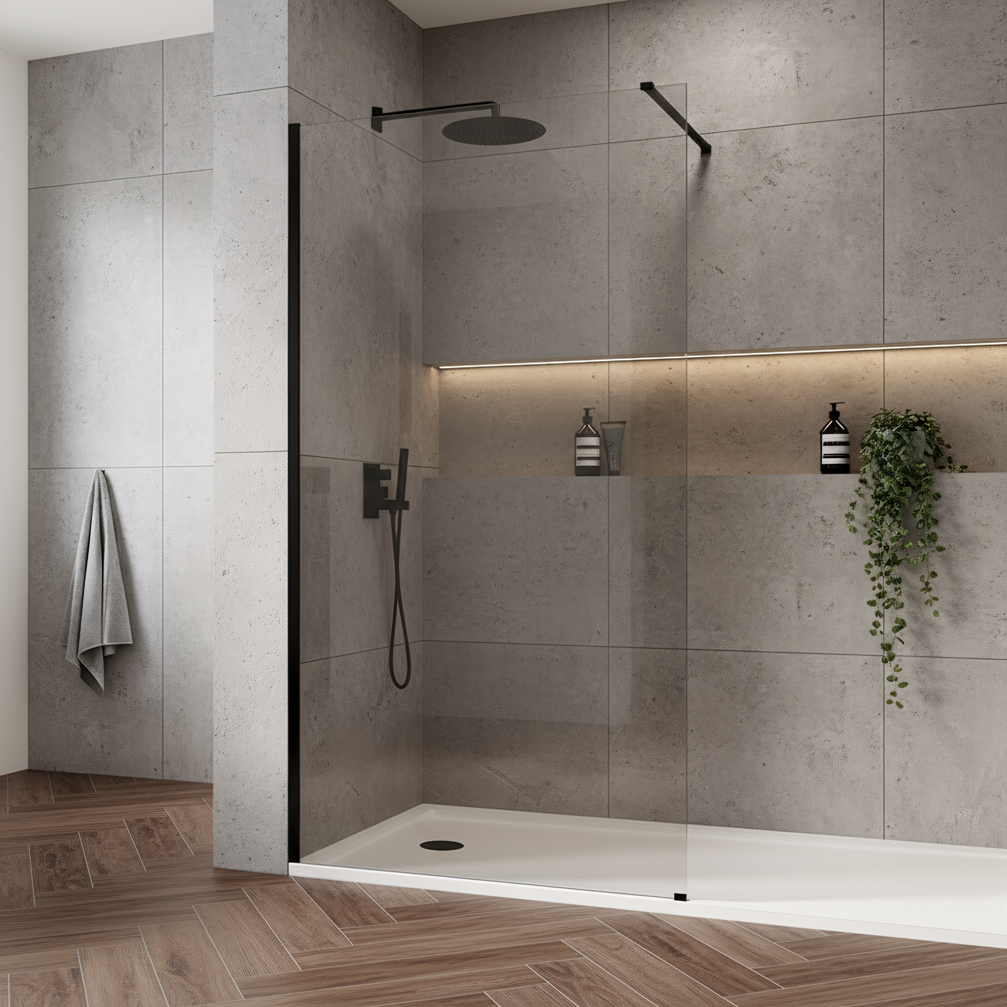 Parete Doccia Rea Flexi Transparent / Black 140