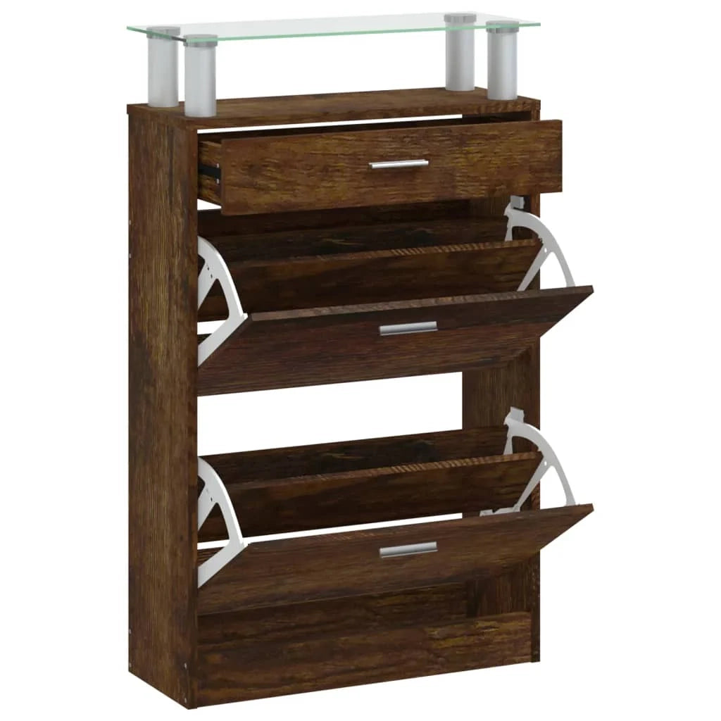 Scarpiera mobiletto portascarpe mobile per ingresso/corridoio/soggiorno 63 x 24 x 104 cm legno ingegnerizzato marrone 02_0021578