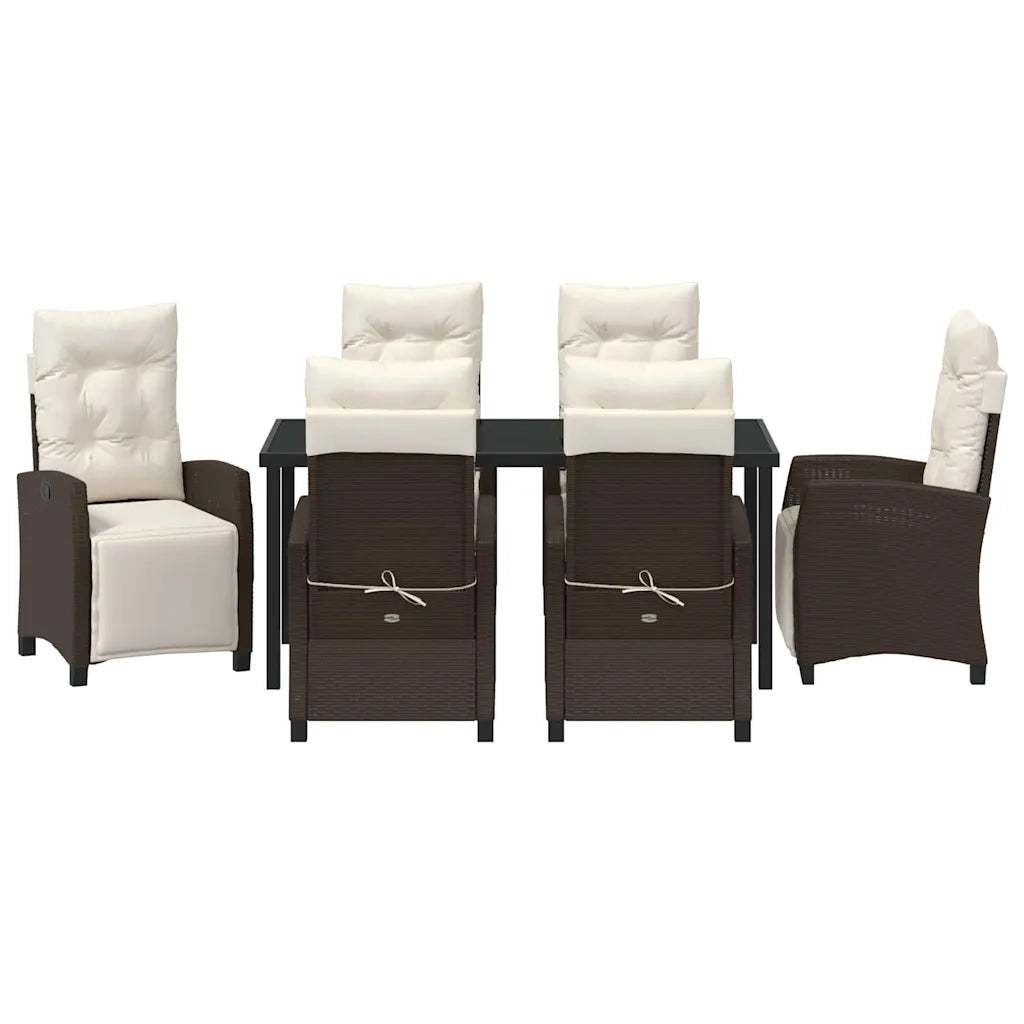 Set da Pranzo per Giardino con cuscino 7 pcs Marrone polyrattan 3380432