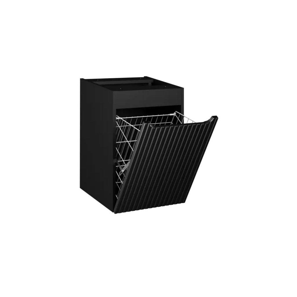 Mobile da bagno VANO - Cesto per la biancheria integrato - Nero opaco - L40 × P39 × H57 cm - Da appendere