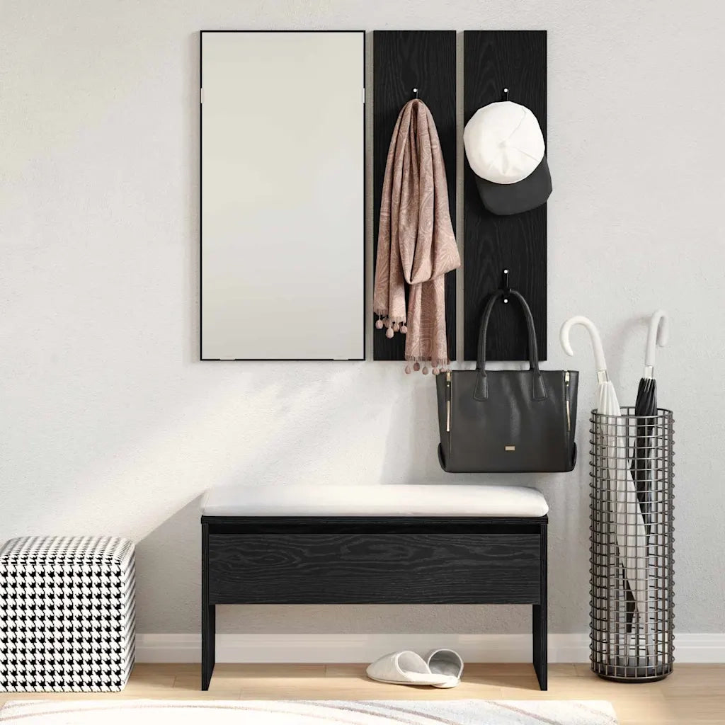 Set mobili da ingresso 4 pcs Rovere Nero Legno multistrato 862107