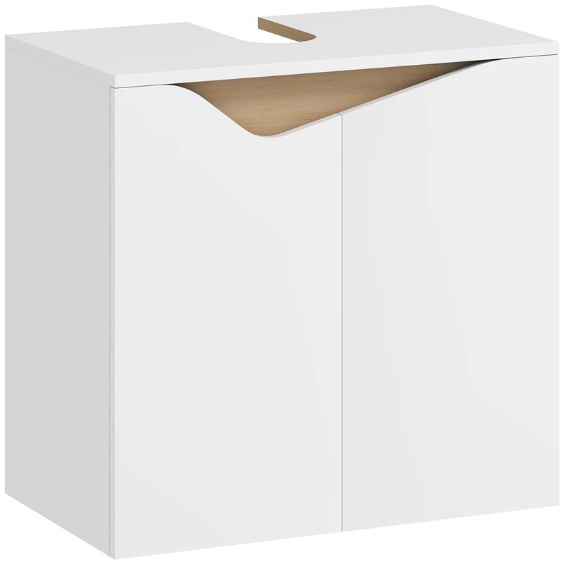 MOBILE SOTTOLAVABO CON 2 ANTE AMMORTIZZATE PER LAVABO SENZA PIEDISTALLO, 60X35X57.9 CM, BIANCO