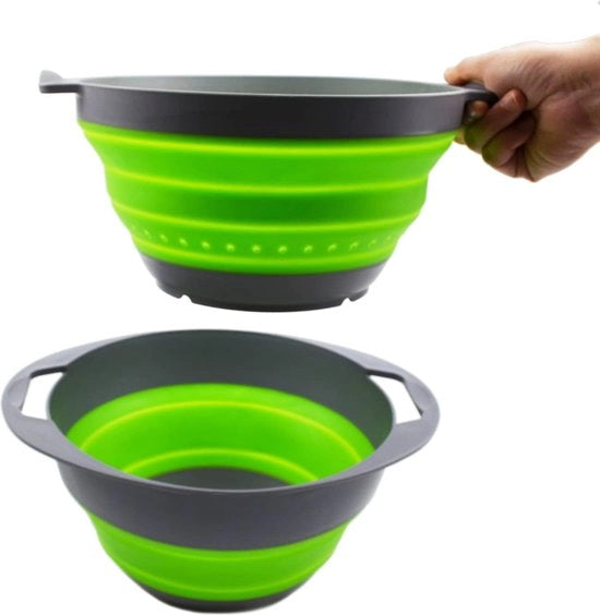 Set di setola e contenitore pieghevole in TPE/PP - Lavandino pieghevole - Contenitore da cucina pieghevole per la conservazione degli spazi (grigio scuro/verde)