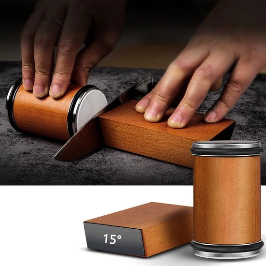 Set di affilatura a rullo, set di misurazione a rullo, affilatura, adatto per acciaio di ogni durezza, affilatrici per coltelli da cucina con angoli magnetici di 15 e 20 gradi (colore marrone)