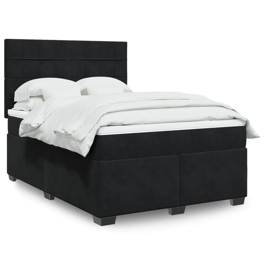 vidaXL Giroletto a Molle con Materasso Nero 160x200 cm in Velluto