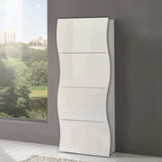 Scarpiera Adaz, Made in Italy, Mobile Portascarpe da ingresso, a 4 ante a ribalta, cm 71x27h162, Bianco lucido
