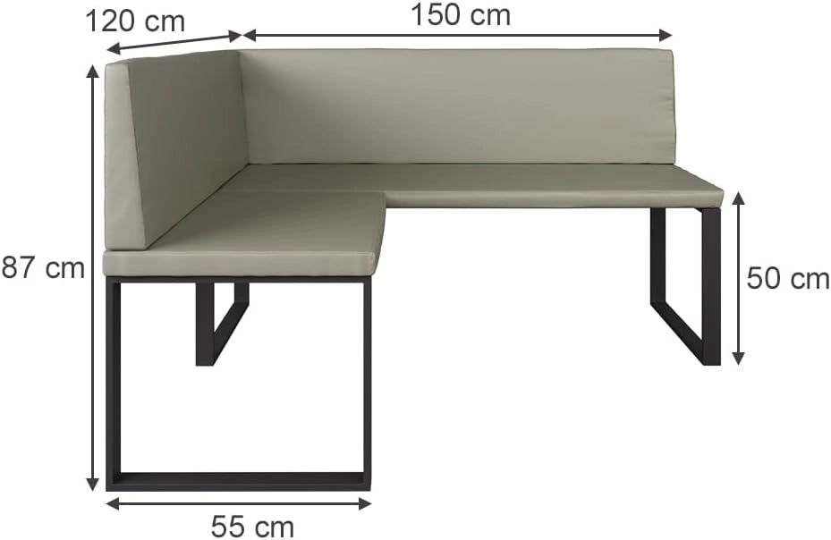 Vicco panca ad angolo Ravon, Cachemire, 120 x 150 cm