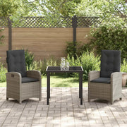 Set da Pranzo per Giardino con cuscino 3 pcs Grigio polyrattan 3380274