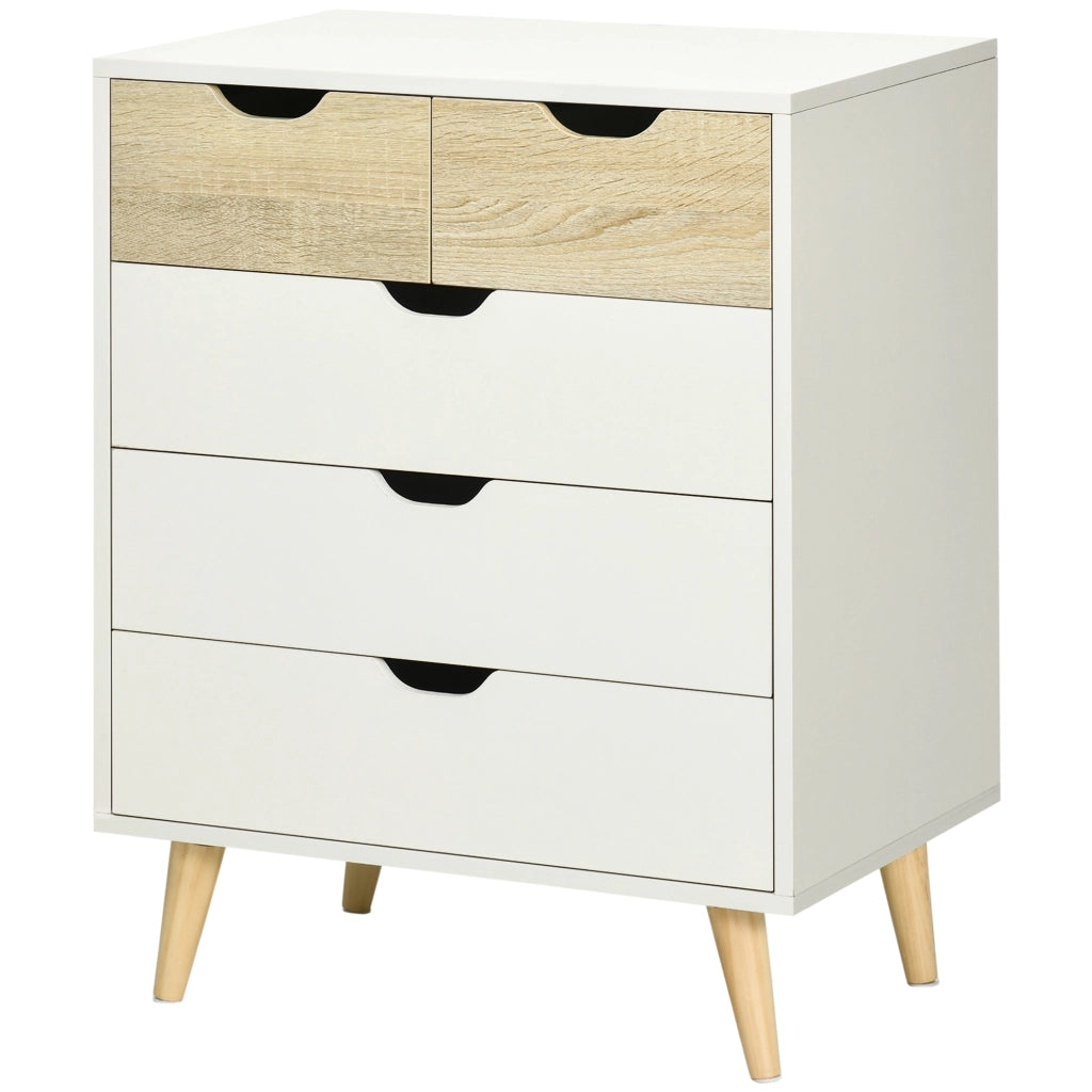 Cassettiera 5 Cassetti Legno Bianco ¨C Zephmum ¨C 60x40x77.5 cm