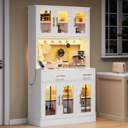 Credenza da cucina con illuminazione LED APP; 6 ante e 2 cassetti; 180 cm; bianco in MDF