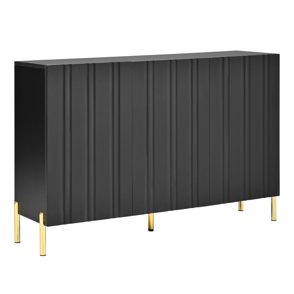 Credenza Moderna 120×35;5×80 cm con 3 Ante; Mobile Scarpiere e Sideboard in MDF/PB con Piedi Dorati
