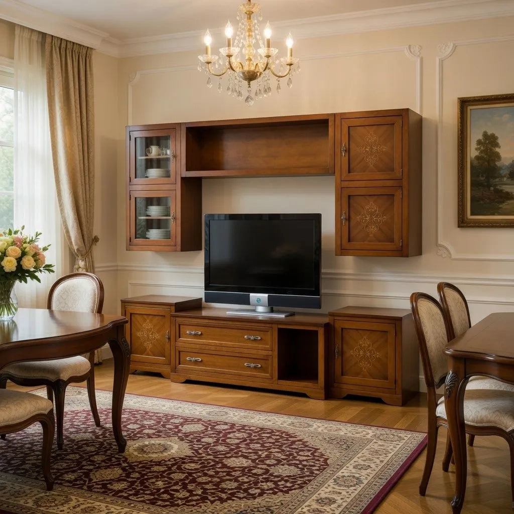 Parete attrezzata in legno finitura bassano 260x65 - Mobili 2G