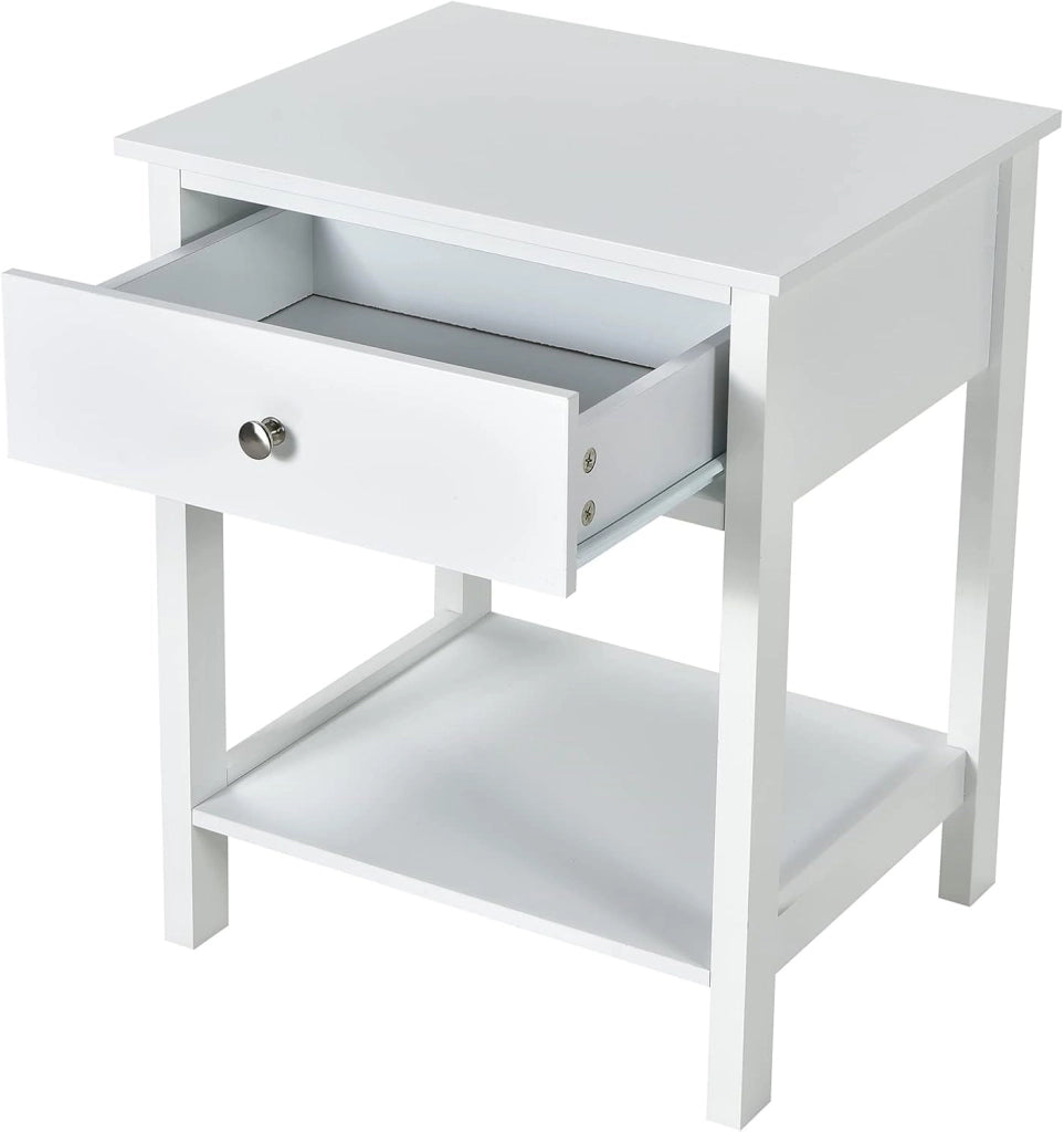 Set di 2 Comodini, Tavolino da Salotto con Cassetto, Moderno Tavolino da Salotto per Soggiorno, Camera da Letto, 48x40x58 cm, 3 Colori
