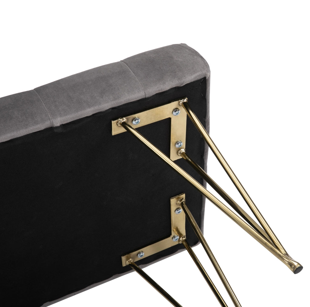 Panca da ingresso in velluto grigio 116 x 44,5 x 49 cm
