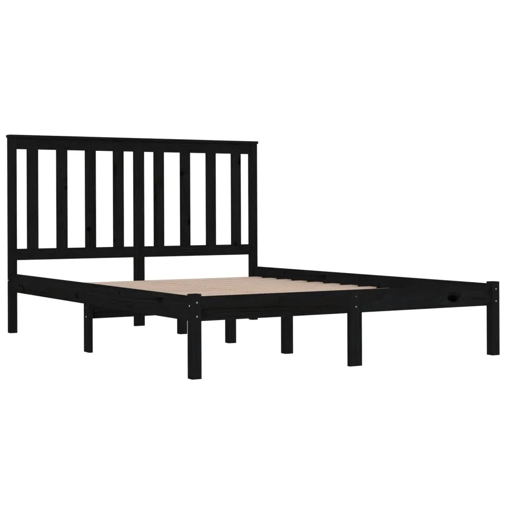 Giroletto Nero in Legno Massello di Pino 140x190 cm 3103827