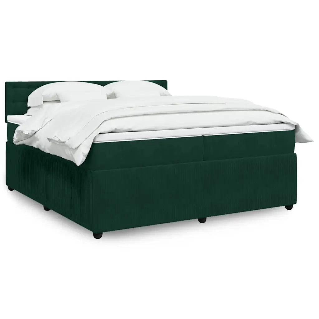 Giroletto a Molle con Materasso Verde Scuro 200x200 cm Velluto 3290145