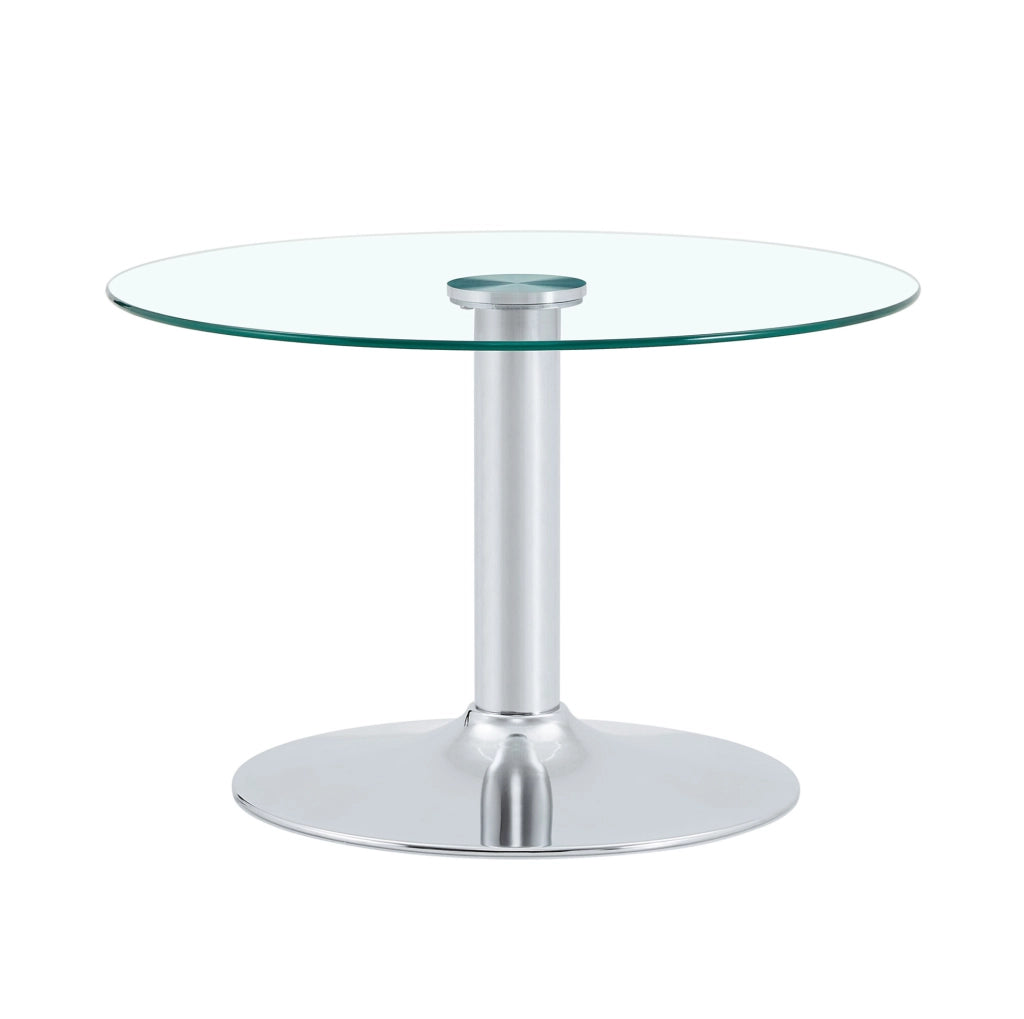 Tavolino da caffè rotondo in vetro e metallo; ? 70 cm; altezza 45 cm; argento