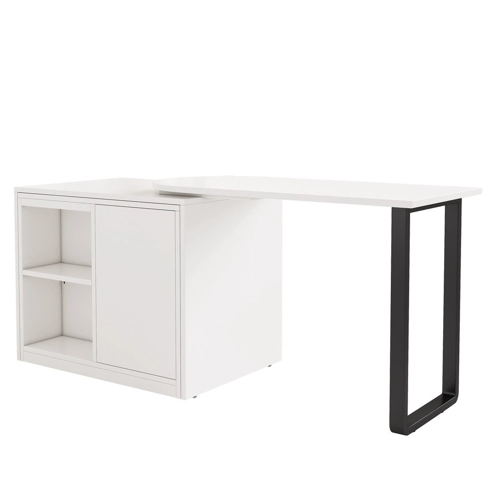 Letto a Ribalta con Scrivania ¨C Xylo ¨C Metallo, Bianco, con Materasso