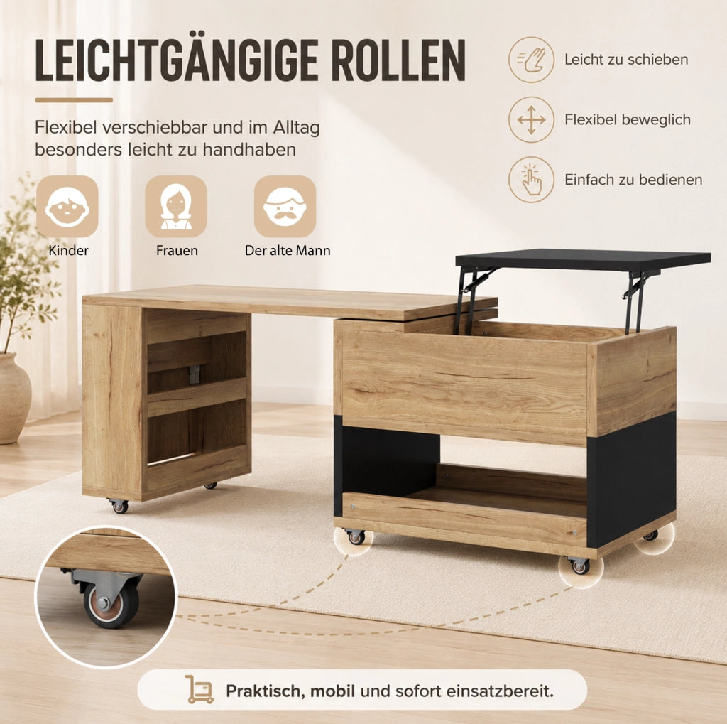 TAVOLO DA CAFFÈ Estensibile con Contenitore 161,5x46x67 cm Naturale e Nero