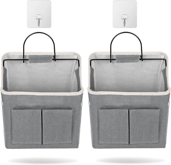 Due borse da appendiabito portatili pieghevoli a 5 cassette con tela di canapa impermeabile con 2 ganci adesivi per appendere in camera da letto cucina bagno