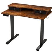 Scrivania elettrica regolabile sit-stand 100 x 60 x 73-122 cm con cassetti design ergonomico e gestione dei cavi stile rustico finitura in legno ingegnerizzato nero 20_0010833