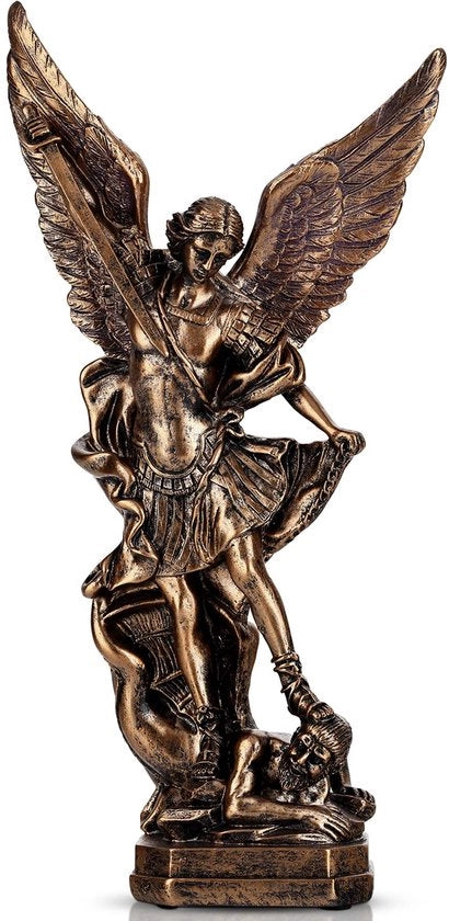 Statuetta di angelo in cera, 31,8 cm, raffigurante l'arcangelo San Michele, angeli dell'arcangelo San Michele, San Michele che vince Satana, statuette da collezione, angelo religioso, adatto per la collezione o la decorazione.