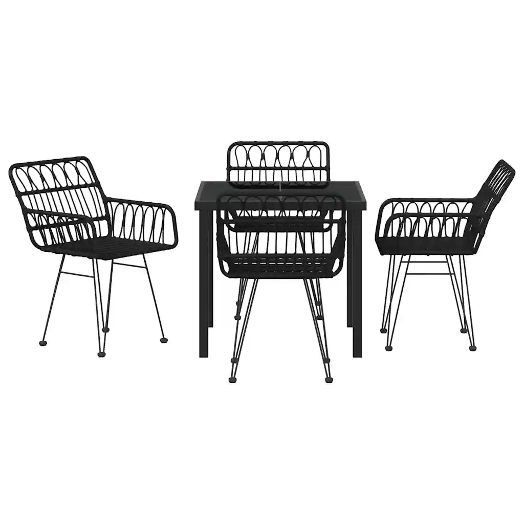 Set da Pranzo per Giardino 5 pcs Nero