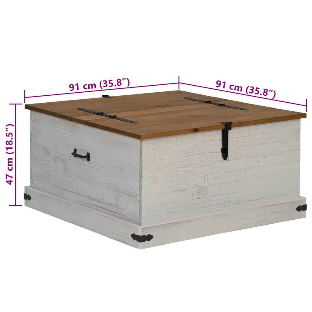 Cassapanca HALDEN Bianco 91x91x47 cm in Legno Massello di Pino