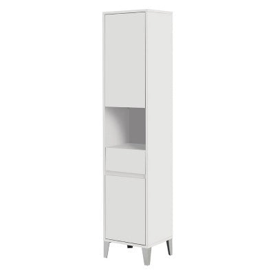 Armadio bagno da terra L. 40 cm Way bianco lucido con vano a giorno