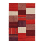 Tappeto Kilim Intenso 220 in Lana e Cotone Patchwork Rosso