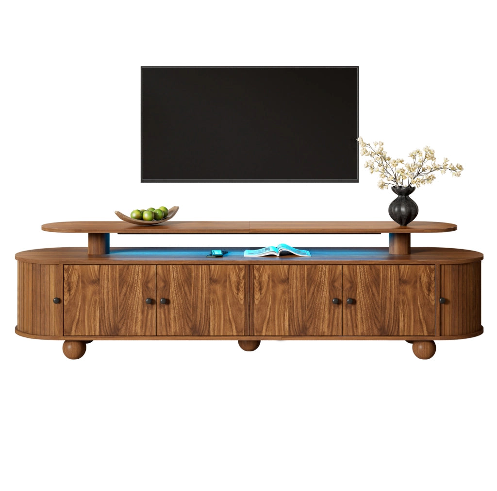 Mobile TV 180x40x48 cm con LED integrato; ante scorrevoli in MDF noce