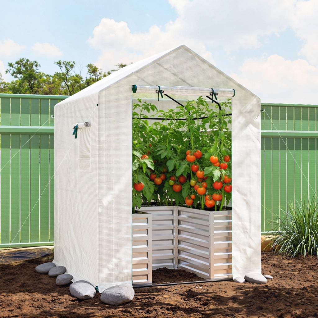 Serra per Pomodori con Letto Rialzato ¨C Xylo ¨C Bianco 141x141x190cm