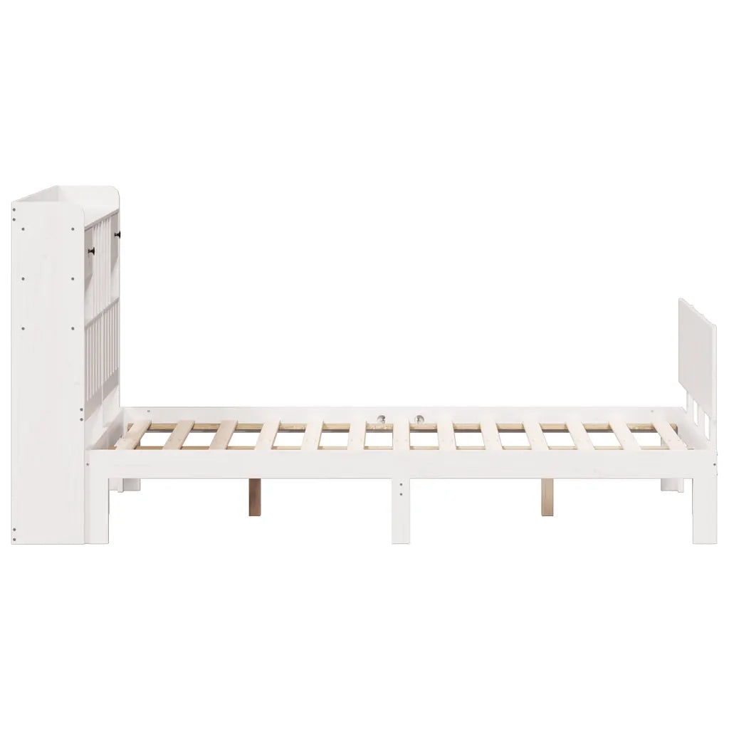 Letto Libreria senza Materasso Bianco 135x190 cm Legno di Pino 3322683