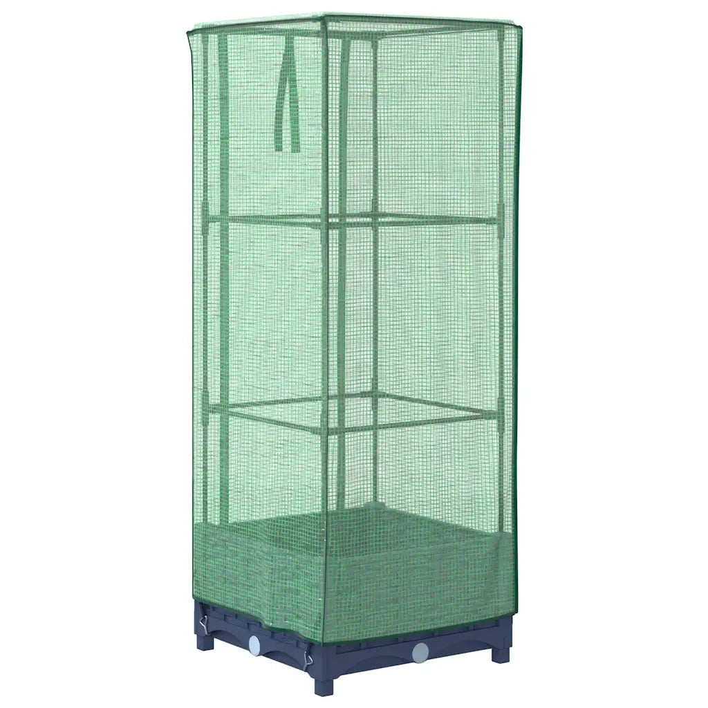Fioriere | Cassetta per fiori | Letto Rialzato con Copertura Serra Effetto Rattan 40x40x123 cm