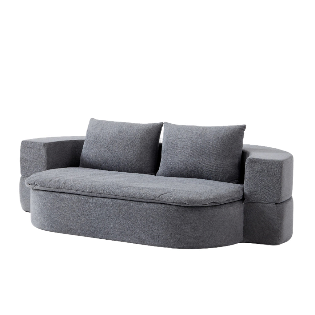 DIVANO LETTO PIEGHEVOLE 131 cm Grigio Chiaro in flanella con coperta