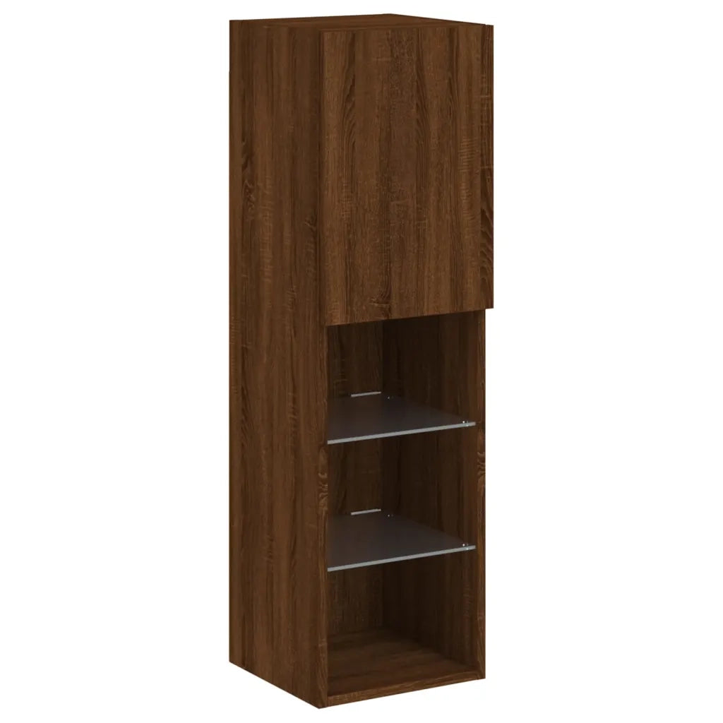 vidaXL Mobile TV con Luci LED Rovere Marrone 30,5x30x102 cm