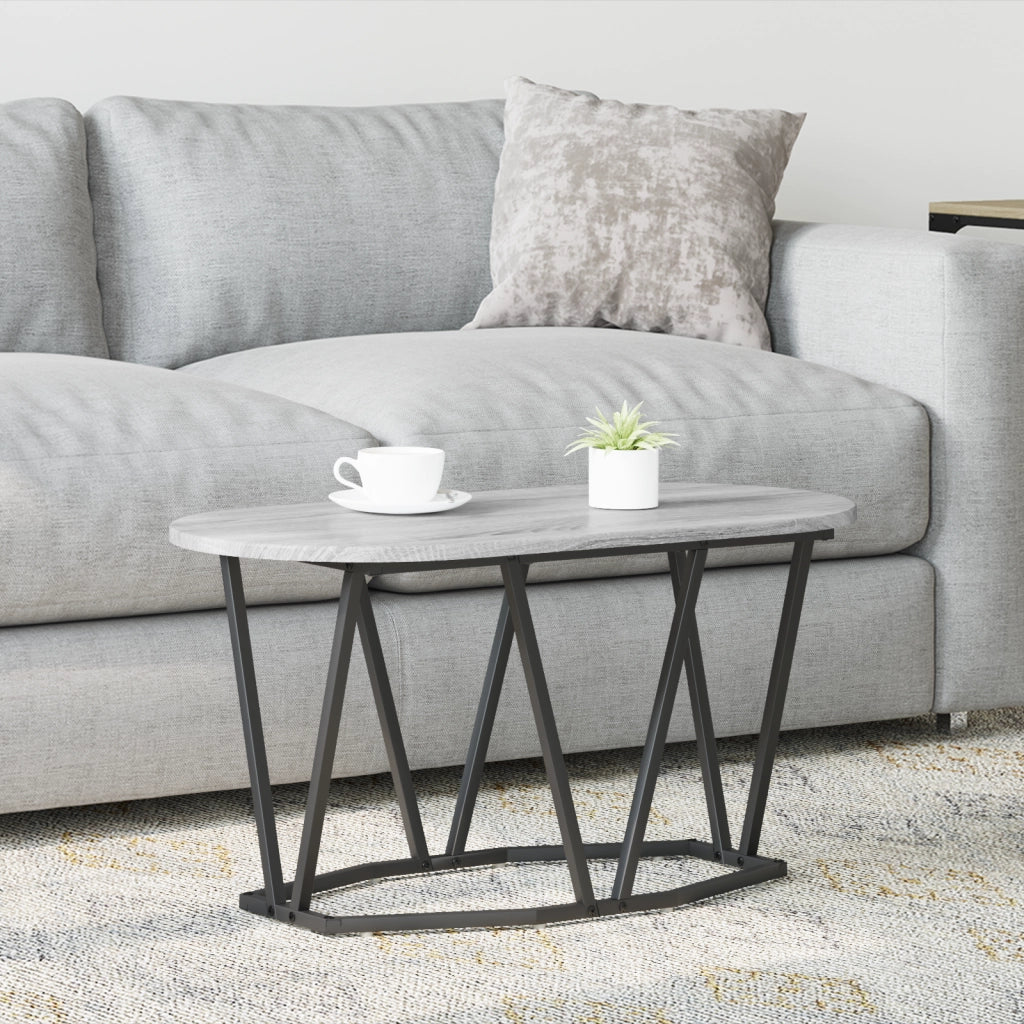 Tavolino da CaffÃ¨ Grigio Sonoma - 80x40x40.5 cm, Realizzato in Legno ingegnerizzato e Metallo