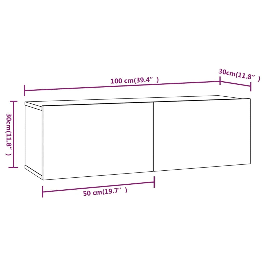 Mobile TV da parete Sonoma 100 x 30 x 30 cm in legno ingegnerizzato grigio 02_0024281
